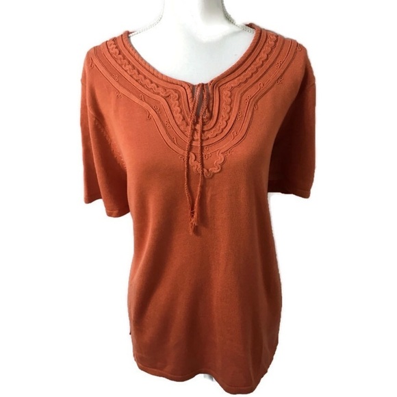 White Stage NEW Apricot Peach Knit Top XL - Picture 1 of 7